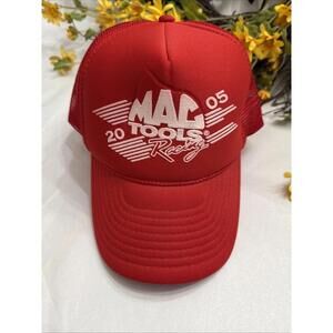 Vintage Mac Tools Racing Sportsman Rope Mesh Trucker Snapback Hat Cap Men Red